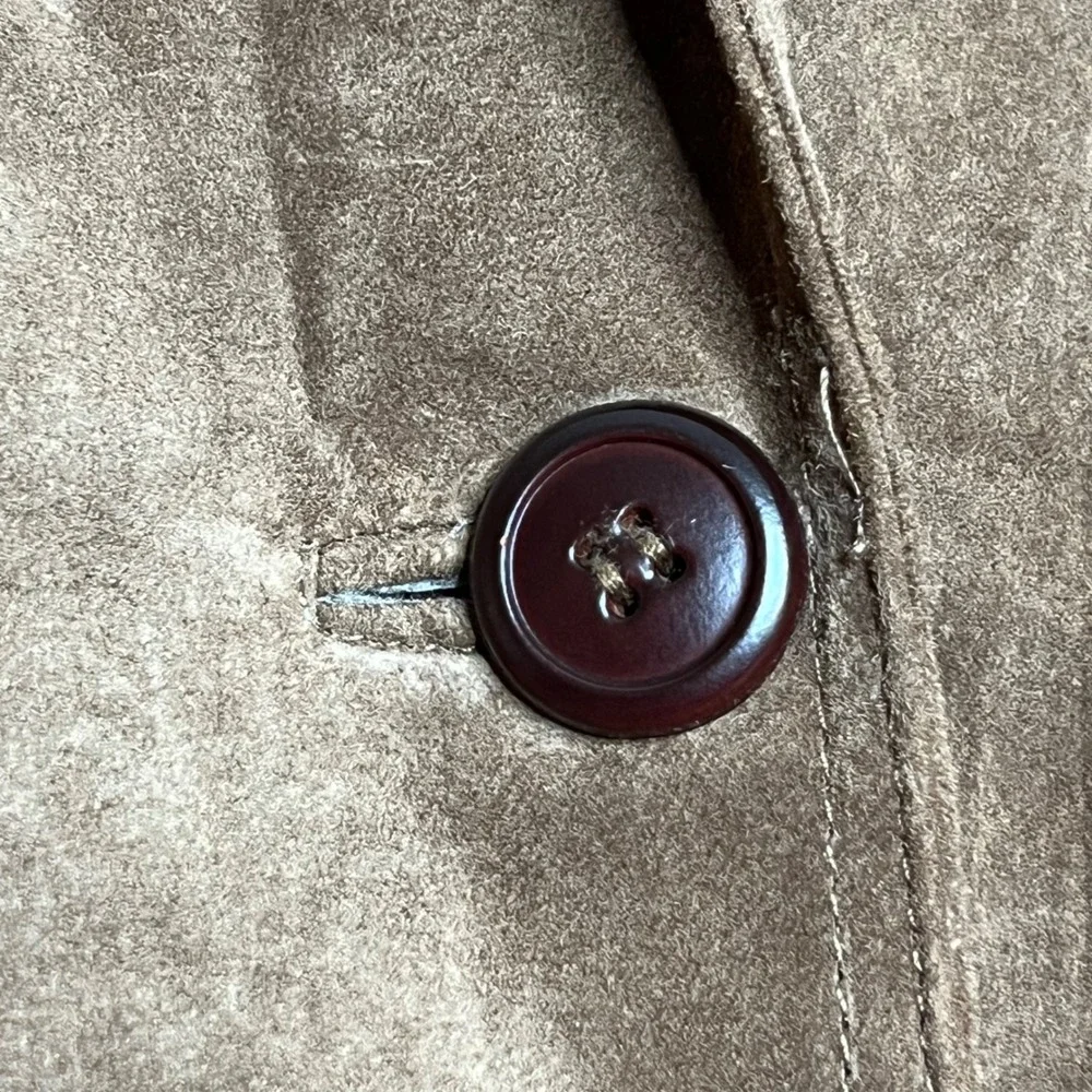 Orvis Suede Leather Sportcoat Blazer Jacket Wooden Buttons Brown Mens Size 20 XL
